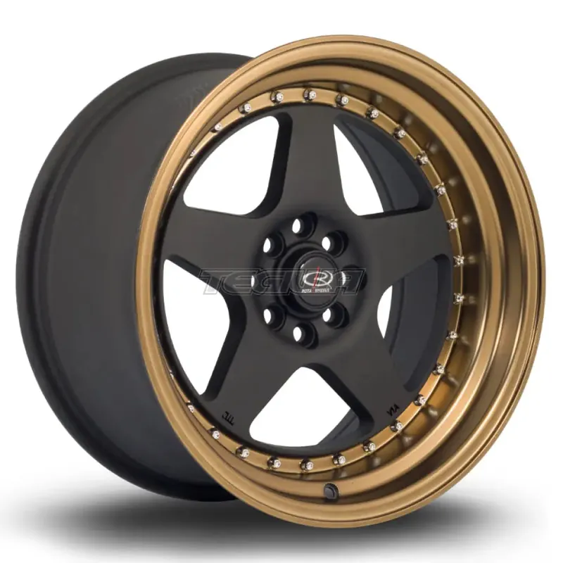 Rota Kyusha Alloy Wheel 17x9 ET20 4x108,4x100 Flat Black Bronze Lip 67 In Demand