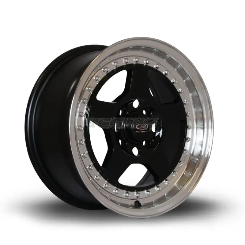 Factory Price Rota Kyusha Alloy Wheel 15x7 ET38 4x100 Black Polished Lip 67.1mm CB