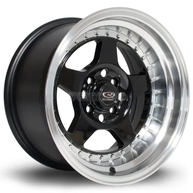 Free Returns Rota Kyusha Alloy Wheel 15x8 ET0 4x100 Black Polished Lip 67.1mm CB