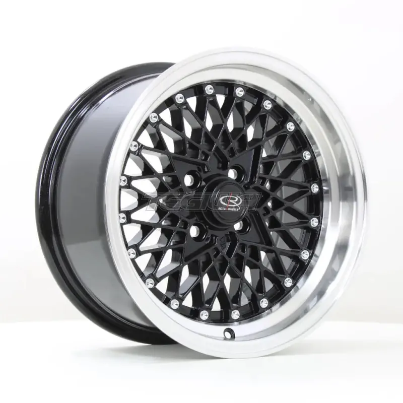 Viral Rota OSMesh Alloy Wheel 15x8 ET20 4x100 Black Polished Lip 67.1mm CB