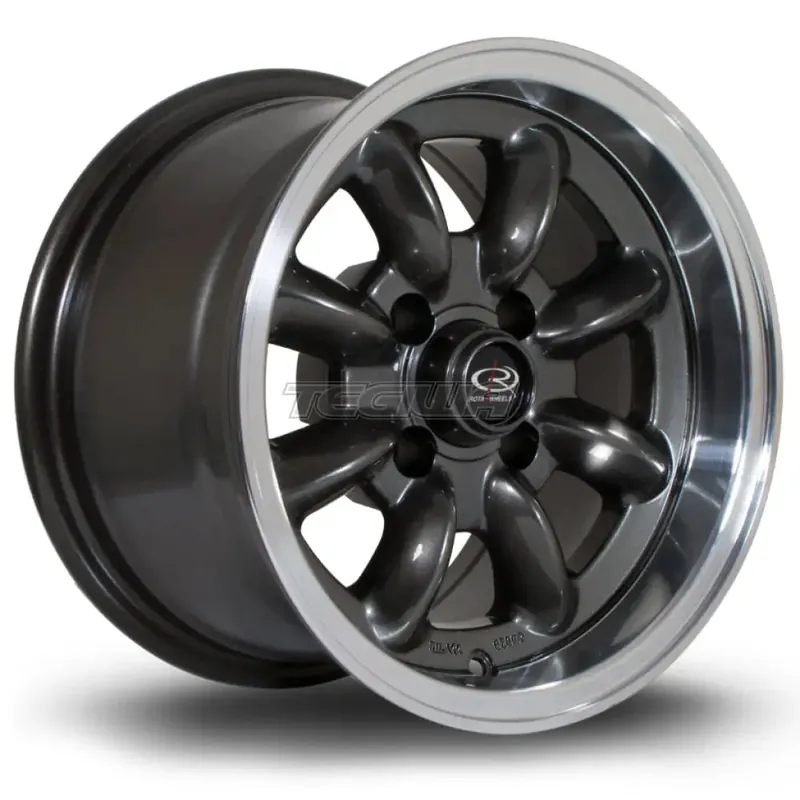 Rota RB Alloy Wheel 13x8 ET4 4x100 Gunmetal Polished Lip 67.1mm CB Clearance