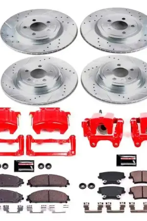 PowerStop Z23 Evolution Sport Brake Rotor, Pad and Caliper Kit; Front and Rear Same Day Shipping