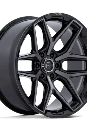 Fuel 1PC FLUX 8X165.1 20X9 +1 GLOSS BLACK BRUSHED FACE WITH GRAY TINT Bargain