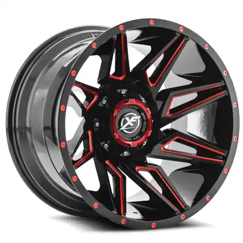 XF Off-Road XF-218 5x139.7/5x150 20x10 -24 Gloss Black & Red Milled Express Delivery