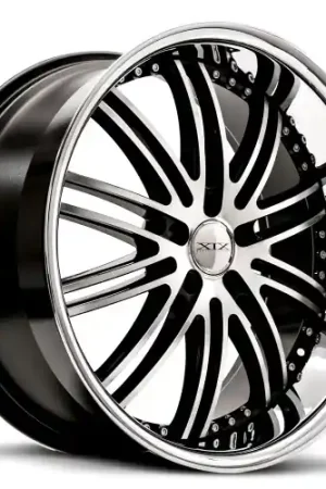 XIX Wheels XIX 23 5x120 22x10.5 +38 Gloss Black Machined with Stainless Steel Lip Express Delivery