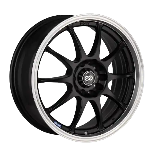 Budget Enkei J10 5x100/114.3 15x6.5+38 Matte Black W/ Machined Lip