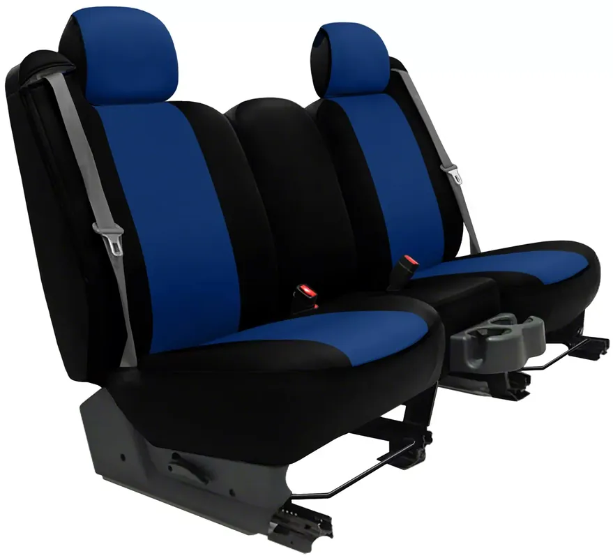 Genuine Neoprene Custom 1st Row Bucket Seat Covers; Blue/Black Special Offer