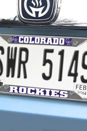 License Plate Frame with Colorado Rockies Logo; Purple No Minimum Order