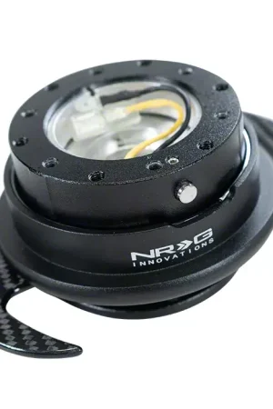 Super Sale NRG Innovations 3.0 Steering Wheel Hub Quick Release; Black with Carbon Fiber Handles