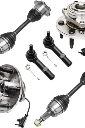 6pc Front CV Axles Wheel Hub and Bearings Outer Tie Rods Suspension Kit Direct From Manufacturer