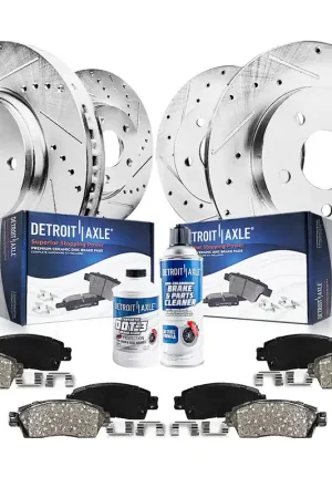 10pc Front & Rear Drilled Slotted Rotors and Ceramic Brake Pads Kit Genuine