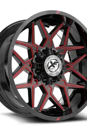 Same Day Shipping XF Off-Road XF-238 8x165.1/8x180 20x10 -24 Gloss Black & Red Milled