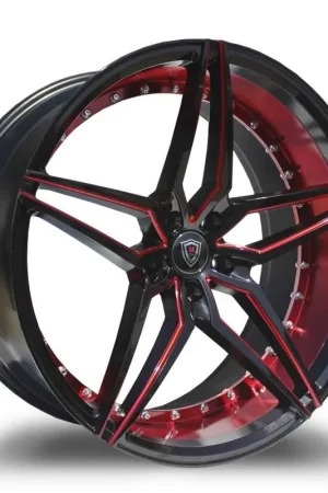 Marquee M3259 Wheel 22x10.5 5x114.3 Black & Red 40mm - FREE T-SHIRT INCLUDED! Free Returns