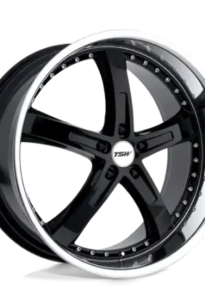 TSW JARAMA 5X100 18X8 +35 GLOSS BLACK W/ MIRROR CUT LIP Direct From Factory
