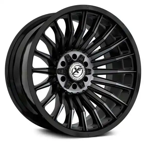 Xf Off-Road Xf-231 Wheel 20x10 8x165.1 & 8x170 Gloss Black & Machined Titanium Double Dark Tint -12mm Hassle-Free Returns