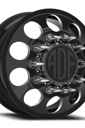 Adf Big Mac Dually Wheel 22x8.25 8x165.1 Gloss Black/Machined 144mm - MINIMUM PURCHASE OF 4 - FREE T-SHIRT INCLUDED! Best Price
