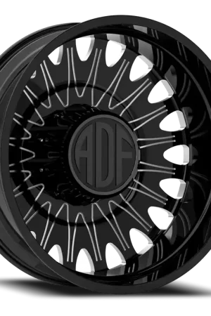 Adf Roulette Dually Wheel 26x8.25 8x165.1 Gloss Black/Machined -156mm - MINIMUM PURCHASE OF 4 - FREE T-SHIRT INCLUDED! Fan Favorite