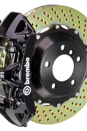 Brembo 12-14 328i MSport Brakes Excl xDrive Fr GT BBK 6Pis Cast 380x32 2pc Rotor Drilled-Black Free Shipping