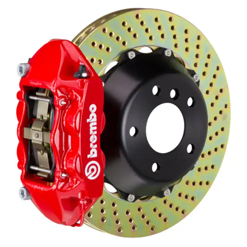Brembo 07-15 Q7 (4L) Rear GT BBK 4 Piston Cast 380x28 2pc Rotor Drilled-Red Big Sale