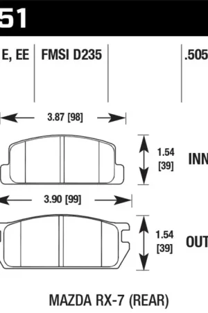 Hawk 1985 Mazda RX-7 1.1L GS Rear ER-1 Brake Pads Price Drop
