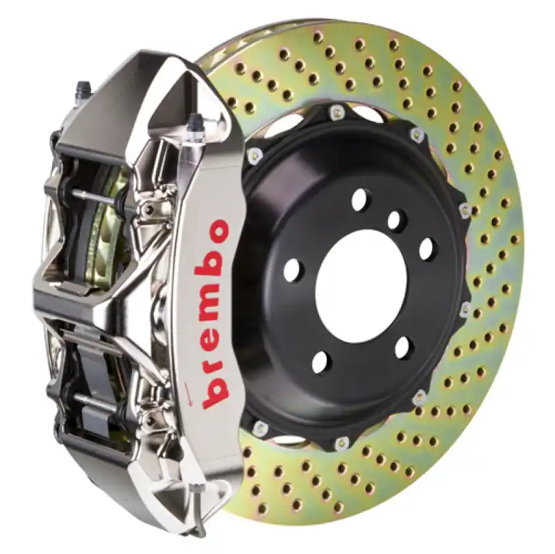 Brembo 05-14 Mustang GT Excl non-ABS Equipped Fr GTR BBK 6Pist Billet 355x32 2pc Rtr Drill-Nickel Shop Now