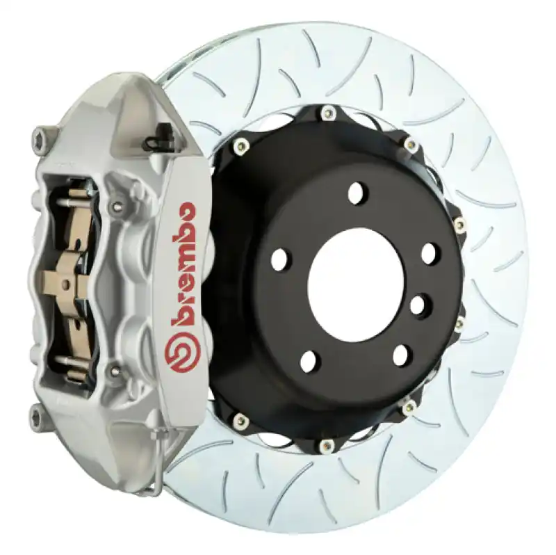 Brembo 03-09 Range Rover Rear GT BBK 4 Piston Cast 380x28 2pc Rotor Slotted Type-3-Silver Weekend Sale