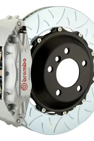 Viral Brembo 95-98 993 C2/C4/C4S/Turbo Front GT BBK 6 Piston Cast 355x32 2pc Rotor Slotted Type3-Silver