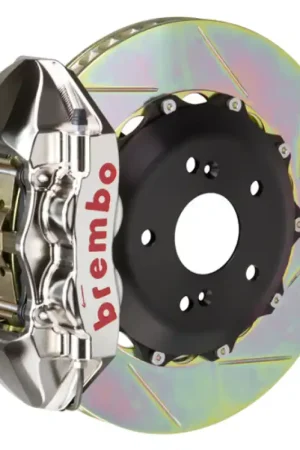 Brembo 99-07 Evo VI/VII/VIII/IXRear GTR BBK 4 Piston Billet 328x28 2pc Rotor Slotted Type1 - Nickel Instant Buy