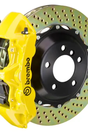 Top Rated Brembo 09-11 997.2 C4 (Excl PCCB) Fr GT BBK 6Pis Cast 380x32 2pc Rotor Drilled-Yellow