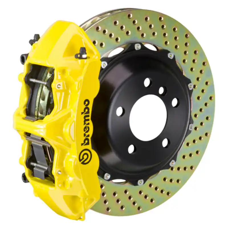 Top Rated Brembo 09-11 997.2 C4 (Excl PCCB) Fr GT BBK 6Pis Cast 380x32 2pc Rotor Drilled-Yellow