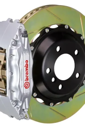 Bargain Brembo 04-05 R32 (Mk4) Front GT BBK 4 Piston Cast 2pc 355x32 2pc Rotor Slotted Type-1-Silver