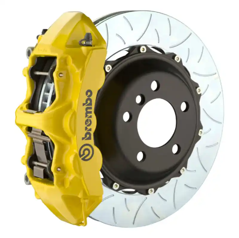 Bargain Brembo 08 R32 (Mk5) Front GT BBK 6 Piston Cast 355x32 2pc Rotor Slotted Type-3- Yellow