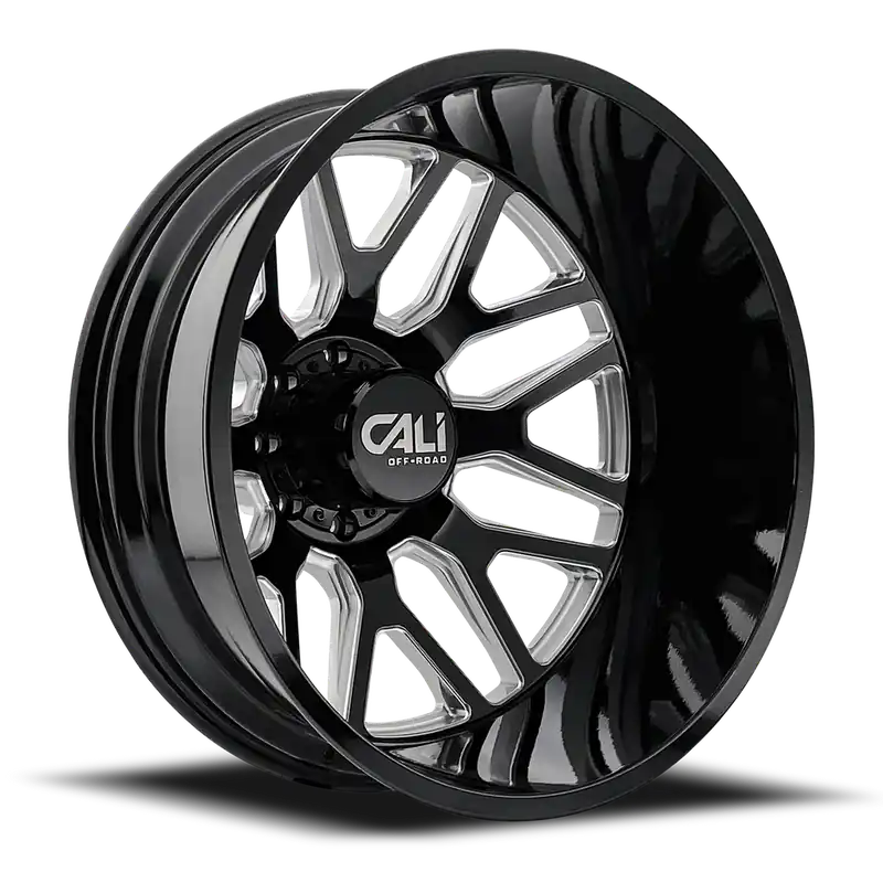 Dually Wheels Invader Dually 9115D GB-M 24x8.25 Milled Spokes Gloss Black 8 On 210 Bolt Pattern -232 Offset Cali Offroad Wheels Top Pick
