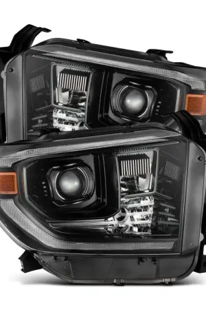 Money Back Guarantee AlphaRex 14-21 Toyota Tundra LUXX-Series LED Proj Headlights Alpha-Blk w/Actv Light & Seq. Sig + DRL