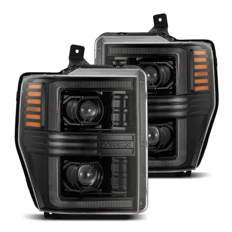 Order Now AlphaRex 08-10 Ford F250-550 PRO-Series Projector headlights Alpha-Black w/Activ Light/Seq Signal