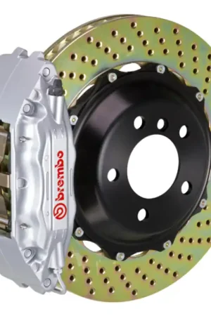 Exclusive Brembo 15-21 GTI Front GT BBK 4 Piston Cast 2pc 355x32 2pc Rotor Drilled-Silver