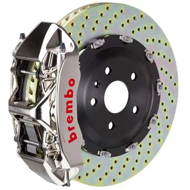 Brembo 12-18 A6 3.0T/12-18 A7 3.0T Front GTR BBK 6 Piston Billet 380x34 2pc Rotor Drilled- Nickel Warranty Included