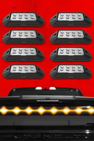 XK Glow Strobe Pod Lights w/ Traffic Modes Ultra Bright LEDs Multiple Modes + Solid On - Amber 8pc Free Shipping