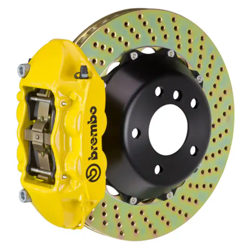 Brand New Brembo 11-12 1M Rear GT BBK 4 Piston Cast 380x28 2pc Rotor Drilled- Yellow