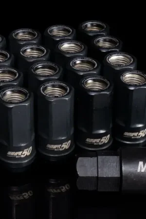 Free Delivery Wheel Mate Muteki HR50 Open End Lug Nuts - Black w/ Black Ring 14x1.50