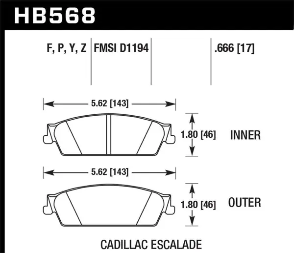 High Quality Hawk 07-08 Escalade 6.2 / 07-08 Avalanche Super Duty Rear Brake Pads