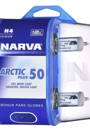 Top Rated Narva 48677BL2 H4 12V 60\\/55W Arctic Plus 50 Halogen Headlight Globes, Twin Pack