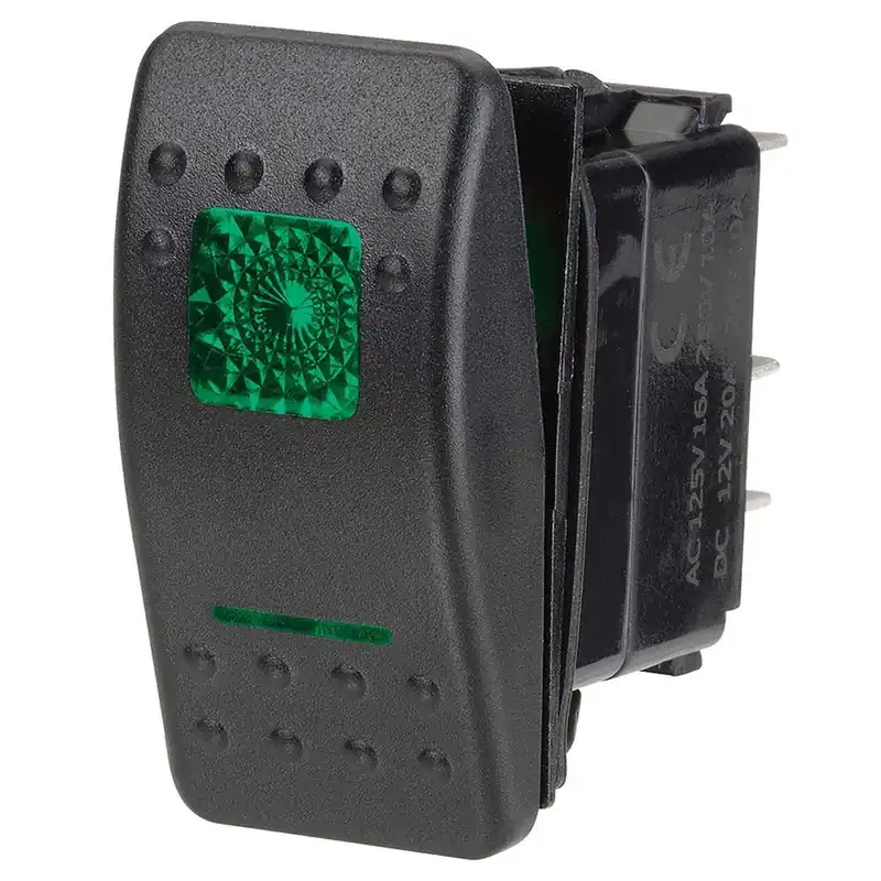 Place Order Narva 63128BL 12 Volt Illuminated Off\\/Momentary (On) Sealed Rocker Switch (Green)