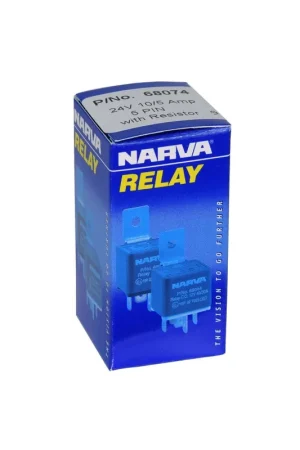Narva 68074BL 24V 10A\\/5A Change-Over 5 Pin Relay with Resistor Fresh Stock