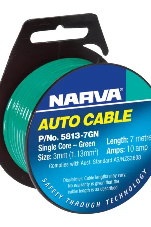 Same Day Shipping Narva 10A 3mm Green Single Core Cable (7M) - 5813-7Gn