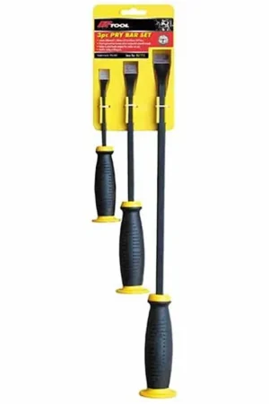 PKTool Set of 3 Pry Bars with Rubberised Handles (200mm, 300mm, 450mm) - RG7715 One Day Deal