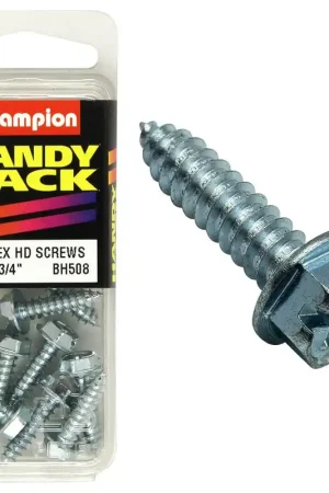 Crafted Champion Pack of 12 10G x 19mm Philips Slotted Combo Hex Head, Zinc Plated Self Tapping Screws - BH508