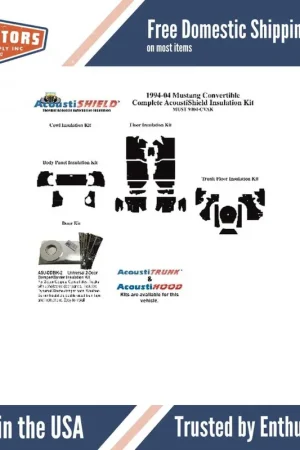 Insulation Sound Deadener Kit for 94-04 Ford Mustang Convertible Shield Complete Clearance