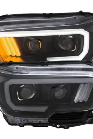ANZO 2016-2023 Toyota Tacoma Projector Headlights w/ Plank Style Design Black/Amber w/ DRL Today Only