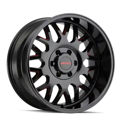 Hot Picks Mayhem 8110 Tripwire 20x10 / 6x135 BP / -19mm Offset / 87.1mm Hub Black w/ Prism Red Wheel